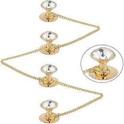 Pearl Buttons with Chain for Kurta | Gold Plated Designer Kurta Buttons | Lalchi Button with Chain for Men (Set of 3)-6
