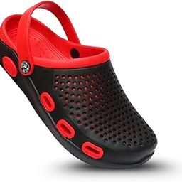 Clogs for Men, Black and Red, Light Weight | Soft EVA Material | Sandals with Adjustable Back Strap, Clogs for Men-picture-8