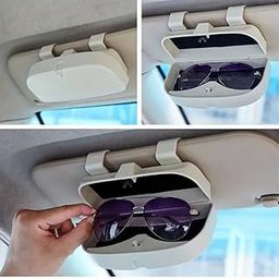 KANISYA Universal Car Visor Sunglasses Case Holder, Plastic Eyeglasses Clip Storage Case Holder Organizer, Sun Visor with Hidden Magnetic Car Sunglasses Organizer Suit for All The Vehicle Models-12