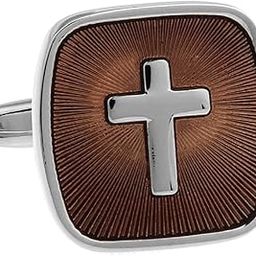 Cross Square Brown Cufflinks with a Presentation Gift Box-picture-26