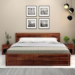 DAKSHAYANI HANDICRAFT Sheesham Solid Wood Brixton Hydraulic Bed with Spacious Storage & Modern Design – Durable King Size Bed for Bedroom – Premium Wood Finish-image-35