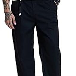 Men Mid Rise Regular Fit Drawstring Polyester Full Length Casual Wear Trousers-image-34