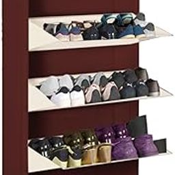 DELITE KOM Metal Shoe Rack for Home | 29" Wide 10 Shelf | Shoe Cabinet for Home with Lock | Double Decker | Wall Mount - DIY | Sandal Shoe Organizer Stand | 100% Powder Coated-23