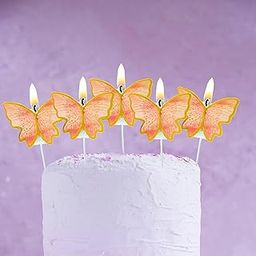 PartyToko Butterfly Birthday Candle Cake Topper Butterfly Theme Decoration Accessories for Birthday Pack of 5pcs-image-81