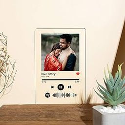 Acrylic Customized Photo And Song Spotify Wall Mount Square Frame With Steel Removable Stand | Personalized Frame With Scannable Code | Birthday Gift | Anniversary (6X8 Inches) (Transparent)-picture-27