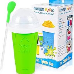 AUTOYSUR Slushy Maker, Double Layers DIY Homemade Squeeze Icy Cup, Fast Cooling for Milk Shake, Smoothies, Slushies (Green-400ml)-27