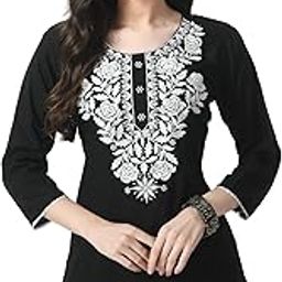 Kurti for Women - Short Chikankari Kurtis for Girls, Lakhnawi Tunic Top Kurta Design for Ladies, Woman Ethnic Kurthis & Shirt with Sleeve-picture-42