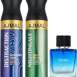 Ajmal Distraction & Nightingale Deo each 200ML & Yearn EDP 20ML Pack of 3 (Total 420ML) for Men & Women-6