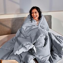 SleepyCat Summer Reversible AC Comforter - Hotel Like Feel 120 GSM Lightweight Blanket, Quilted Design, Machine Washable - Rhino Grey Coconut White (Double Size 90x100)-14