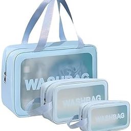 Makeup Travel Pouch Set of 3 – Waterproof Cosmetic Bags for Toiletries, Brushes & Essentials – Lightweight Organizer for Women – Ideal for Travel, Vacation, Daily Use & Gifting (Blue)-picture-2