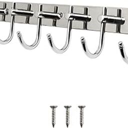 VOLO Stainless Steel 6 Hook Chrome Cloth Hanger, Wall Door Hooks Rail for Hanging Clothes, Bathroom Towel Hook Set, Door Hook for Hanging Clothes, Door Hanger-image-56