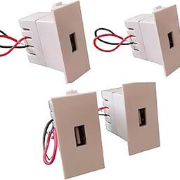 AJ ELECTRICALS Usb Charger Socket Moduler Roma And Penta Model 5 Volt 2.4 Amp Dc 12 Watt Compatible With Smartphone (Roma Model Pack Of 4),White-26