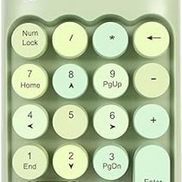 Wireless Number Pad 18 Keys, Ergonomic Cute Colorful Retro Numeric Keypad Numpad with 2.4G USB Receiver, Financial Accounting Keyboard Extensions for Laptop Desktop PC-7