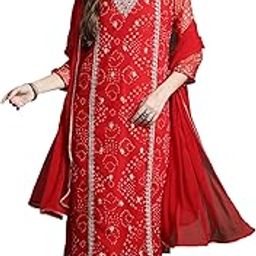 Women Silk Chiffon Straight Ethnic Motifs Embroidered Kurta Pant With Dupatta Set (KH9RD9976)-image-48