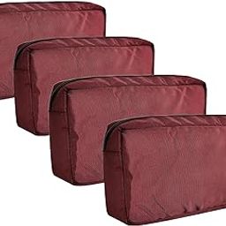 Polyester,PVC Travel Organizer Gadget Case | Electronic Accessories Storage Pouch for Power Adapters, Power Bank, Cables, Dongle, Pen Drives, Laptop Charger Pouch (RED) Pack of 4-11