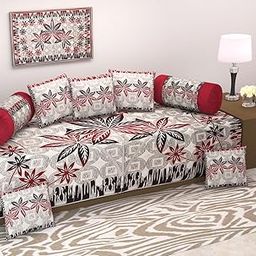 Ab Home Decor 8-Piece 500 TC Heavy Fabric Premium Cotton Diwan Set-Maroon-16