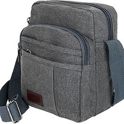 Canvas Sling Bag For Men & Women Multi-Compartment Cross Body Travel Office Business Messenger One Side Shoulder Bag With Adjustable Strap (Grey - 19 x 11 x 24 CM)-5