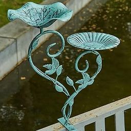 Deck Bird Bath and Metal Bird Feeder,2-in-1,Bird Bath for Railing, Bird Baths for Deck with Removable Sturdy Steel Clamp, Outdoor Garden Decor-image-14