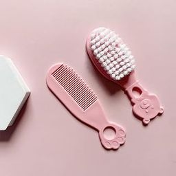 Beidile BPA Free Baby Comb and Brush Hair Set - pear Wood Comb and Soft Goat Bristle Brush for Newborns and Toddlers (Pink)-image-55