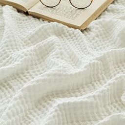 EMME Cotton Blanket for Couch Breathable Gauze All Season Soft and Lightweight Muslin White Throw Blankets for Adults (White, 50"x70")-image-33