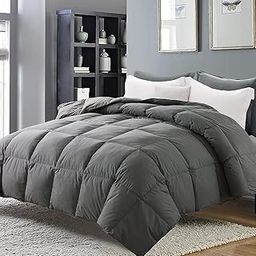 MAPLE DOWN Soft Oversize King Size Comforter Duvet Insert-Down Alternative Comforter-Lightweight Fluffy Breathable Machine Washable (Gray, Oversize King)-image-1