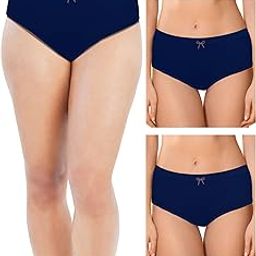 Essentials Solid & Printed Cotton Panties for Women (Pack of 3) Comfortable Mid Waist Hipster Panty with Stretchable Waistband Full Coverage Breathable Underwear/Briefs-image-98