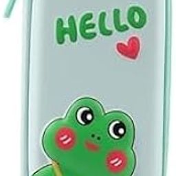 PARTEET 3D Hello Frog EVA Design Embossed Hardtop Cover Pencil Case with Compartments|Premium Stylish Pen Holder Pouch for Kids| School Supply Organizer|Stationery Box|Cosmetic Zip Pouch Bag (Green)-image-67