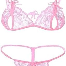 Babydoll Bikini Set| Non-Padded Bra & Panty Nightwear Lingerie Negligee |Hot & Sexy for Couples Honeymoon First Night Anniversary for Women Ladies Girls (Small, Pink)-image-44