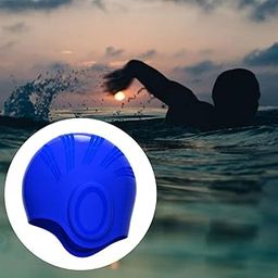 Ubersweet® Ear Protection Long Hair Swim Hat High Elasticity Swimming Hats Dark Blue-image-68