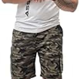 Camo Cargo Shorts for Men | Stylish & Comfortable | Zipper Pockets | Ribbed Waist Belt with Drawstring | Casual & Outdoor Wear-image-22