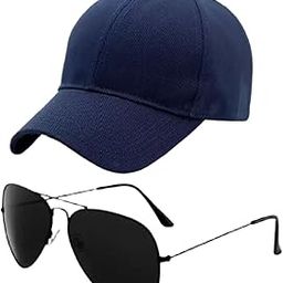 Men's & Boys Adjustable Baseball Cap with Black Sunglasses, Goggles Combo, Pack of 2 Dark Blue-image-29