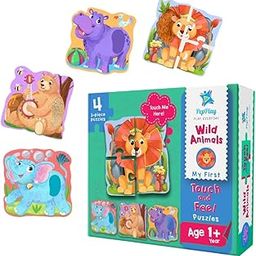 PepPlay My First Touch and Feel Puzzle – Wild Animals, Three Piece Puzzle Learning for Toddlers, Educational Toy for Pre-School and Montessori Kids, Birthday and Return Gift for 1-4 Years Old-15