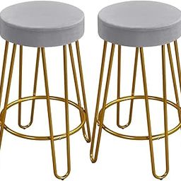 Dence Store Metal European-Style Counter-Height Bar Stools Two Bar Stools in The Backless Industrial European Style for The Kitchen Counter. Grey, (43 X 43 X 70Cm)-image-6