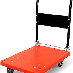 Solwet Plastic Red Foldable Platform Trolley 150kg Capacity, Platform Size 70 cm x 47 cm with 360° Rotating Wheels Hand Truck for Heavy Weight Material Handling Goods, Warehouse, Industries, Home-picture-8