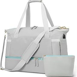 Nylon Travel Bags Sports Travel Duffel Bag With Usb Charging Port,Weekender Overnight Bag With Wet Pocket And Shoes Compartment For Men&Women Multipurpose Use For Travel,Gym,22Cm (Grey)-image-64