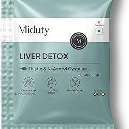 Miduty Liver Detox Supplement Milk Thistle with N-Acetyl Cysteine 900 mg | Natural Body Detox & Digestive Enzymes - Fatty Liver Care | Natural Detoxification Formula - 6 Capsules-41