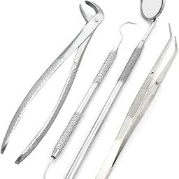 4-Piece Dental Inspection Kit with Oral Mirror, Probe, Tweezers, and Forceps-image-76