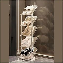 Cortina Shoe Rack Vertical Shoes Racks for Entryway Corner Shoe Storage Organizer for Small Spaces Transparently Tall Slim Shoe Shelf for Front Door Entrance Living Room - 5 Layer-image-63