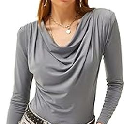SOFTLINE Cowl Neck Long Sleeve Formal WEAR/Casual WEAR Feather Touch Butter Soft Afford LUX Edition Cuddle TEE for Women-image-32