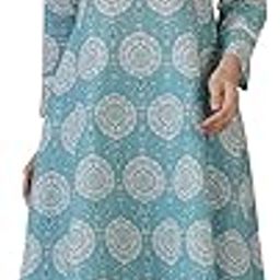 Blue Floral Printed A-line Pure Cotton Kurta and Pants Co-ord Set-image-8
