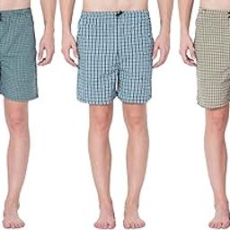 Men's Assorted Cotton Boxers, Checkered - Pack of 3-image-89