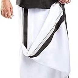 V Men's Pure Cotton Double Dhoti (White With Colour Border_4m)-3