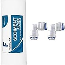 Fenzora Inline Sediment Filter and 2 Elbow Connector for RO Water Purifier for RO System, Dual Filtration, Water Purifier Replacement Cartridge-0