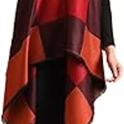 zamour Women's Cape Shrug, Sleeveless Pastel Color Checkered Design, Stylish and Warm Wrap-picture-3