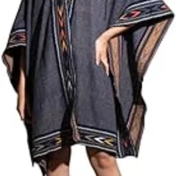 khaleej Women Star Sapphire Aztec Border Cape (Navy Blue/Multicoloured_Free Size)-picture-11