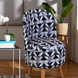 LB TRENDS Sitting Solutions for Home – Wooden Frame Round Ottoman Chair, Soft Cushion Pouffes, Stools Ideal for Living Room, Bedroom, Study & Makeup Table, 32 Inch Height, Black Triangle-image-87