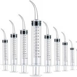 10 Pack Dental Syringes with Curved Tip Disposable Gradient Dental Irrigation Syringes for Oral Dental Care Tonsil Stone Removal Laboratory Feeding Small Pets Curved Measurable (12ml, transparent, 10)-32