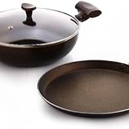 Crystal Coppo Series Nonstick Cookware Set - 3 Pcs | Tawa 250 mm + Kadai 240 mm + Glass Lid 240 mm | Gas Stove Compatible-image-23