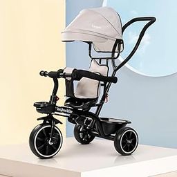 Baybee Maestro 2 in 1 Baby Tricycle for Kids, Smart Kids Tricycle with Parental Push Handle, Cushion seat, Canopy & Safety Guardrail | Kids Cycle Trikes | Baby Cycle for Kids 2 to 5 Years (White)-image-67
