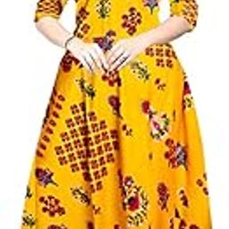 Women's Full Sleeves Fit and Flare Rayon Printed Long Gown (Free Size Upto XXL)-picture-48